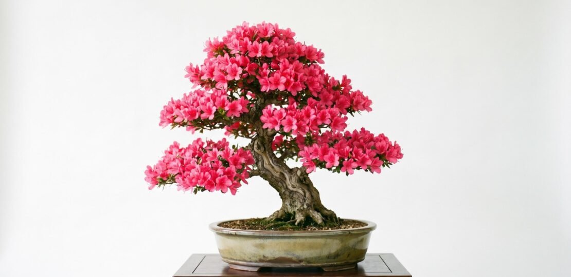 Azalea bonsai in bloom
