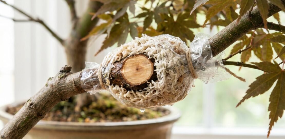 Bonsai Air Layering – Moss Wrapped Branch Step